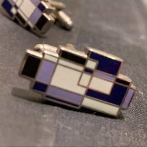 Geometric Cufflinks in Purple Tones
